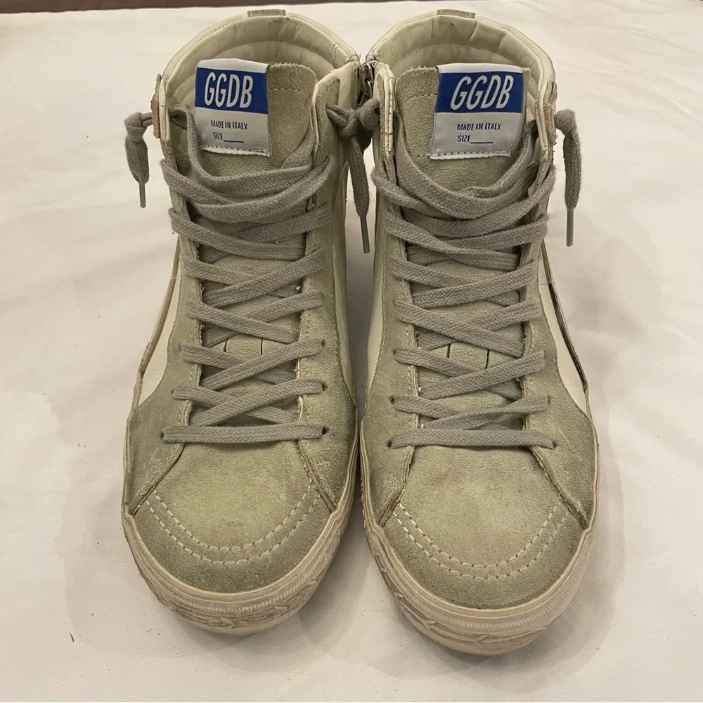 Golden Goose High Top Slide in Leather with Suede Details size 41, US Women's 11